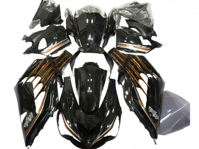 Noir Brillant & Orange 12-21 ZX14R Carénage Moto Noir Brillant & Orange 12-21 ZX14R Carénage Moto