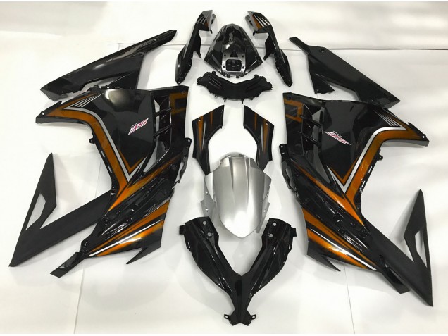 Noir Brillant & Orange 13-18 Ninja 300 Carénage Moto Noir Brillant & Orange 13-18 Ninja 300 Carénage Moto