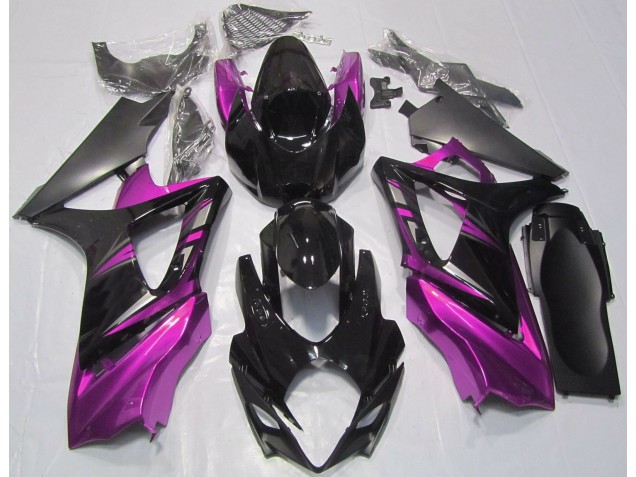 Noir Brillant & Rose 07-08 GSXR 1000 Carénage Moto Noir Brillant & Rose 07-08 GSXR 1000 Carénage Moto