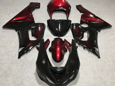 Noir Brillant & Rouge 05-06 ZX6R Carénage Moto