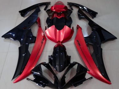 Noir Brillant & Rouge Bonbon 08-16 R6 Carénage Moto