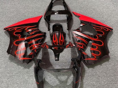 Noir Brillant & Rouge Flamme 00-02 ZX6R Carénage Moto