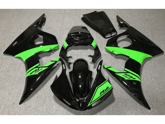 Noir Brillant & Vert 03-04 R6 Carénage Moto Noir Brillant & Vert 03-04 R6 Carénage Moto