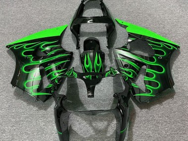Noir Brillant & Vert Flamme 00-02 ZX6R Carénage Moto