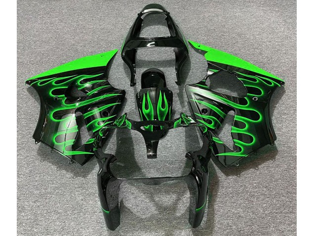 Noir Brillant & Vert Flamme 00-02 ZX6R Carénage Moto Noir Brillant & Vert Flamme 00-02 ZX6R Carénage Moto