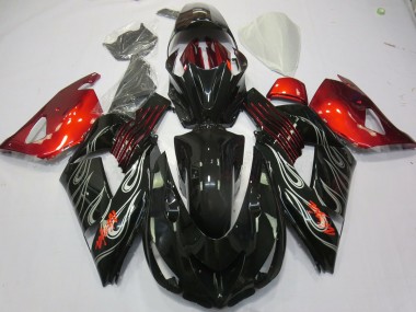 Noir Flamme Rouge 06-11 ZX14R Carénage Moto