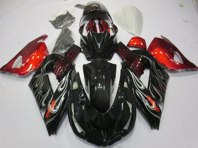 Noir Flamme Rouge 06-11 ZX14R Carénage Moto Noir Flamme Rouge 06-11 ZX14R Carénage Moto