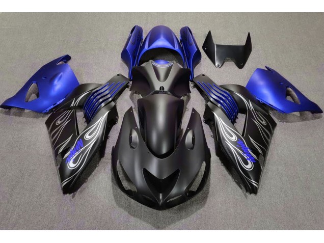 Noir Mat & Bleu 06-11 ZX14R Carénage Moto Noir Mat & Bleu 06-11 ZX14R Carénage Moto