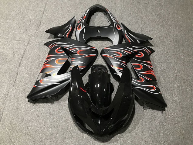 Noir Mat & Flamme 06-07 ZX10R Carénage Moto Noir Mat & Flamme 06-07 ZX10R Carénage Moto