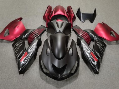 Noir Mat & Rouge 06-11 ZX14R Carénage Moto
