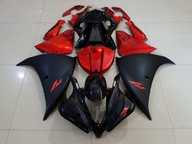 Noir Mat & Rouge Feu 12-14 R1 Carénage Moto