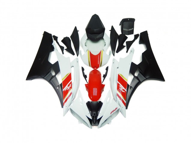 Noir Mat & Rouge Personnalisés Avec Blanc 06-07 R6 Carénage Moto Noir Mat & Rouge Personnalisés Avec Blanc 06-07 R6 Carénage Moto