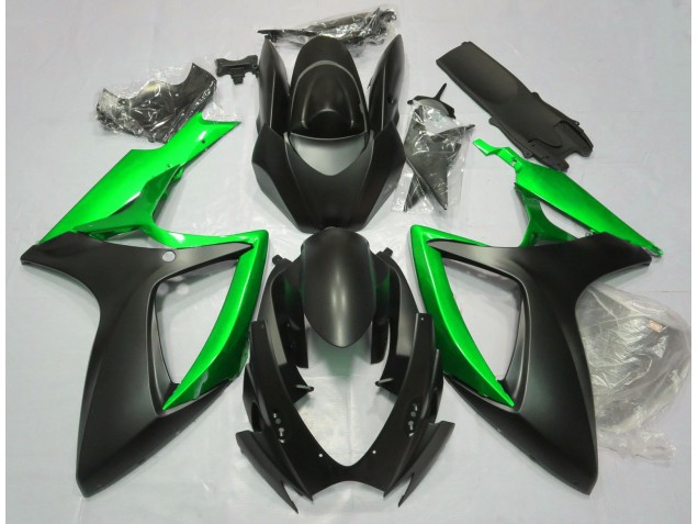 Noir Mat & Vert 06-07 GSXR 600-750 Carénage Moto Noir Mat & Vert 06-07 GSXR 600-750 Carénage Moto
