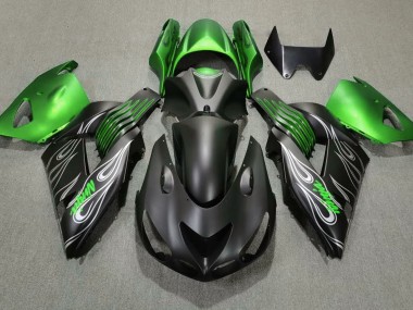 Noir Mat & Vert 06-11 ZX14R Carénage Moto