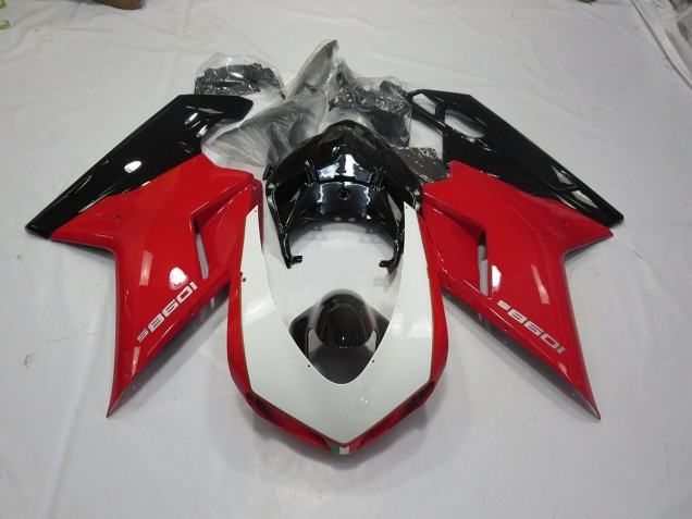 Noir Rouge & Blanc 07-14 Ducati 848 1098 1198 Carénage Moto Noir Rouge & Blanc 07-14 Ducati 848 1098 1198 Carénage Moto