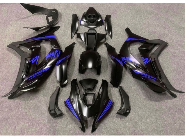 Noir Satiné & Bleu 16-19 ZX10R Carénage Moto Noir Satiné & Bleu 16-19 ZX10R Carénage Moto