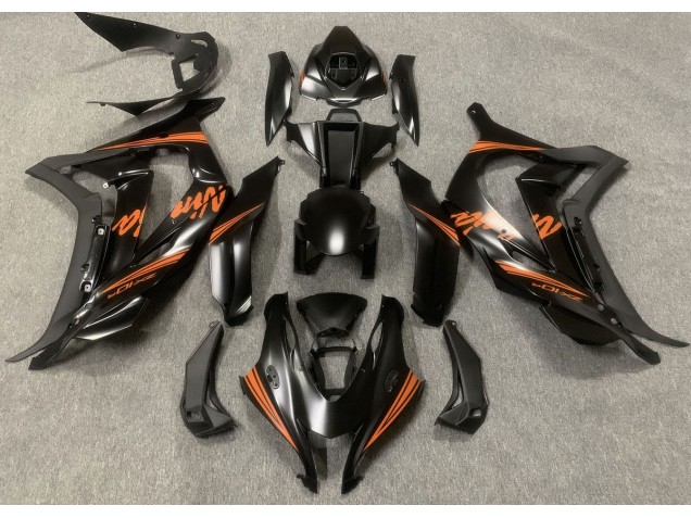 Noir Satiné & Orange 16-19 ZX10R Carénage Moto Noir Satiné & Orange 16-19 ZX10R Carénage Moto