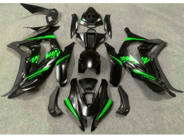 Noir Satiné & Vert 16-19 ZX10R Carénage Moto Noir Satiné & Vert 16-19 ZX10R Carénage Moto