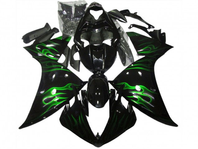 Noir & Vert Flamme 09-11 R1 Carénage Moto Noir & Vert Flamme 09-11 R1 Carénage Moto
