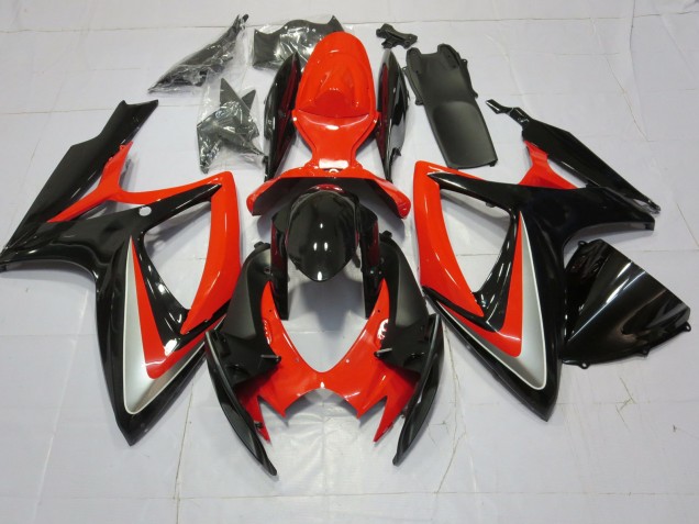 Orange Argent & Noir 06-07 GSXR 600-750 Carénage Moto Orange Argent & Noir 06-07 GSXR 600-750 Carénage Moto