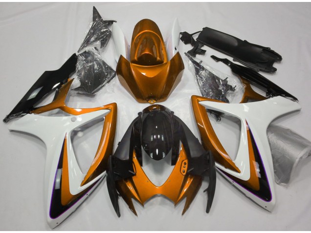 Orange & Blanc Débadgé 06-07 GSXR 600-750 Carénage Moto Orange & Blanc Débadgé 06-07 GSXR 600-750 Carénage Moto