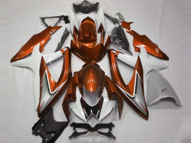 Orange Brillant & Blanc 08-10 GSXR 600-750 Carénage Moto