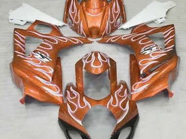 Orange Brillant & Blanc Flamme 07-08 GSXR 1000 Carénage Moto