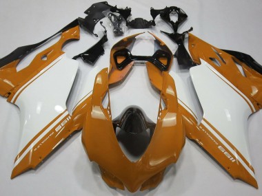 Orange Brillant Blanc & Noir 11-14 Ducati 1199 Carénage Moto