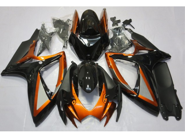 Orange Brillant & Noir 06-07 GSXR 600-750 Carénage Moto Orange Brillant & Noir 06-07 GSXR 600-750 Carénage Moto