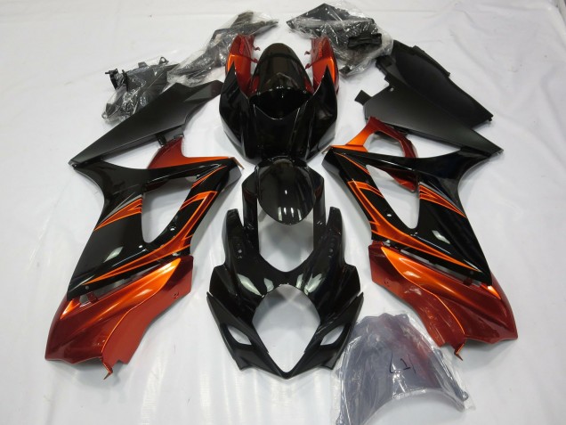 Orange Brûlé & Noir 07-08 GSXR 1000 Carénage Moto Orange Brûlé & Noir 07-08 GSXR 1000 Carénage Moto