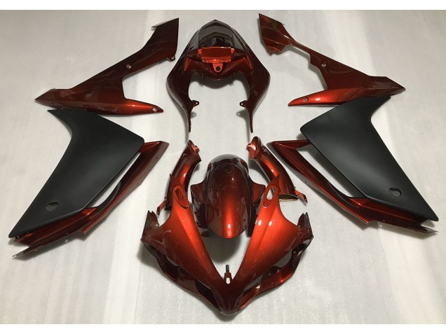 Orange Foncé Brillant & Noir 07-08 R1 Carénage Moto