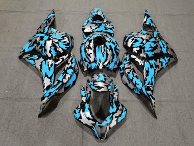 Personnalisé Bleu / Argent Camo 09-12 CBR600RR Carénage Moto