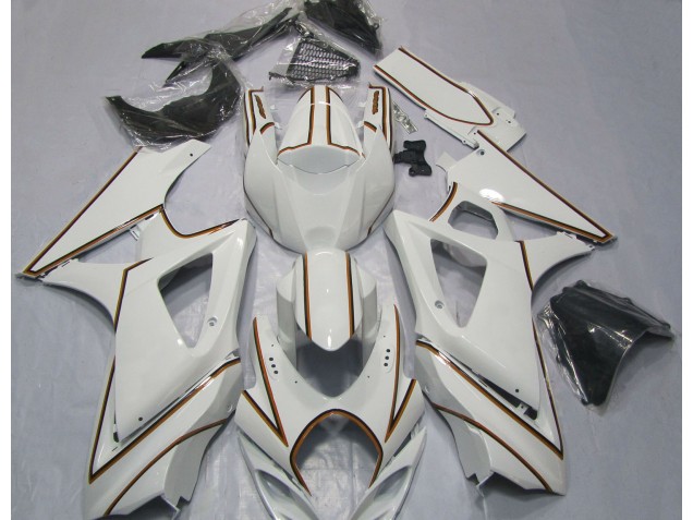 Rayure Épingle Orange Blanc Brillant 07-08 GSXR 1000 Carénage Moto Rayure Épingle Orange Blanc Brillant 07-08 GSXR 1000 Carénage Moto