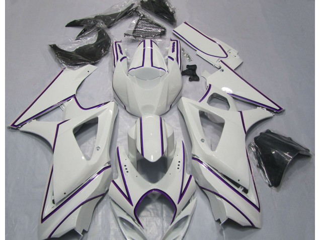 Rayure Épingle Violet Blanc Brillant 07-08 GSXR 1000 Carénage Moto Rayure Épingle Violet Blanc Brillant 07-08 GSXR 1000 Carénage Moto