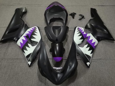 Requin Noir Mat & Violet 05-06 ZX6R Carénage Moto