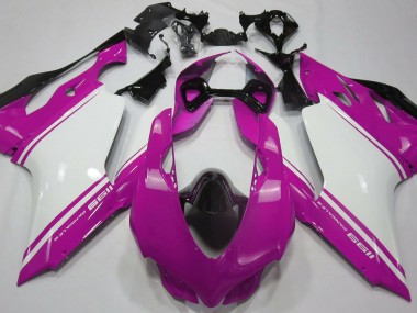 Rose Brillant Blanc & Noir 11-14 Ducati 1199 Carénage Moto
