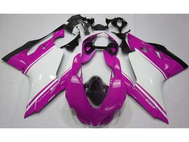 Rose Brillant Blanc & Noir 11-14 Ducati 1199 Carénage Moto Rose Brillant Blanc & Noir 11-14 Ducati 1199 Carénage Moto