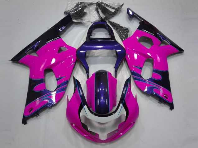 Rose Brillant & Bleu 01-03 GSXR 600-750 Carénage Moto Rose Brillant & Bleu 01-03 GSXR 600-750 Carénage Moto