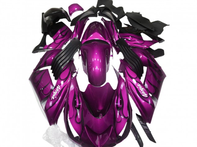 Rose Brillant & Flamme 06-11 ZX14R Carénage Moto Rose Brillant & Flamme 06-11 ZX14R Carénage Moto