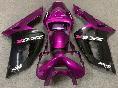Rose Brillant & Noir 03-04 ZX6R Carénage Moto