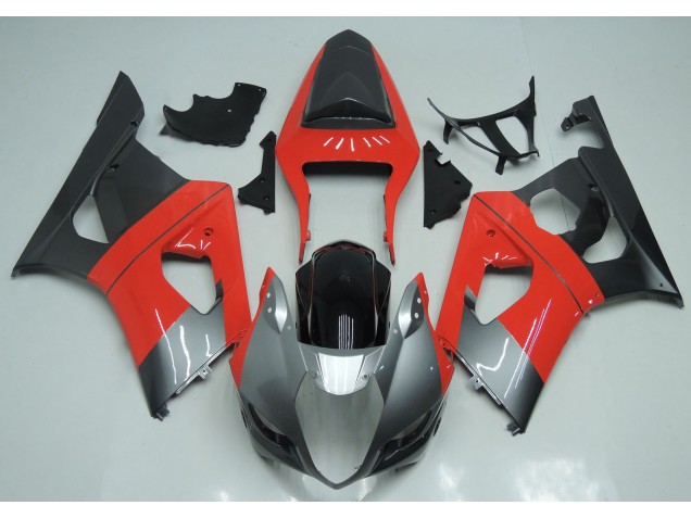 Rouge Argent & Noir 03-04 GSXR 1000 Carénage Moto Rouge Argent & Noir 03-04 GSXR 1000 Carénage Moto