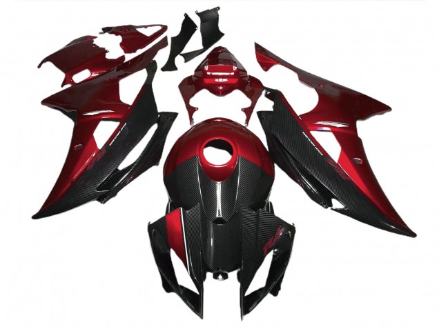 Rouge Avec Style Fibre De Carbone 08-16 R6 Carénage Moto Rouge Avec Style Fibre De Carbone 08-16 R6 Carénage Moto