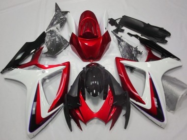 Rouge & Blanc Débadgé 06-07 GSXR 600-750 Carénage Moto