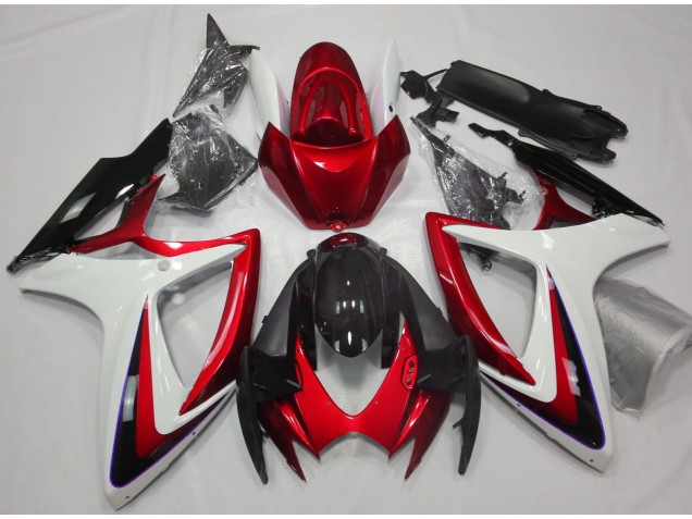 Rouge & Blanc Débadgé 06-07 GSXR 600-750 Carénage Moto Rouge & Blanc Débadgé 06-07 GSXR 600-750 Carénage Moto