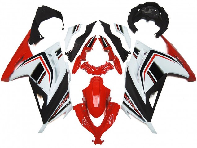 Rouge Blanc & Noir Brillant 13-18 Ninja 300 Carénage Moto Rouge Blanc & Noir Brillant 13-18 Ninja 300 Carénage Moto