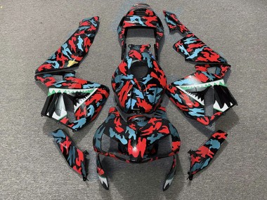 Rouge & Bleu Camo 03-04 CBR600RR Carénage Moto