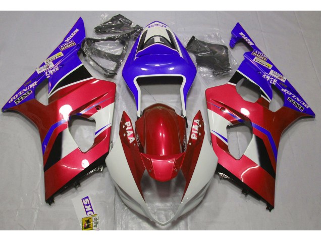 Rouge Bonbon Brillant & Bleu 03-04 GSXR 1000 Carénage Moto Rouge Bonbon Brillant & Bleu 03-04 GSXR 1000 Carénage Moto