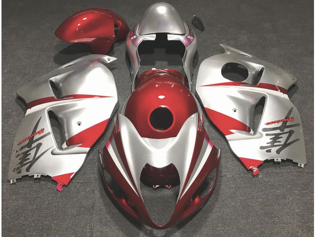 Rouge Brillant & Argent 97-07 GSXR 1300 Carénage Moto Rouge Brillant & Argent 97-07 GSXR 1300 Carénage Moto