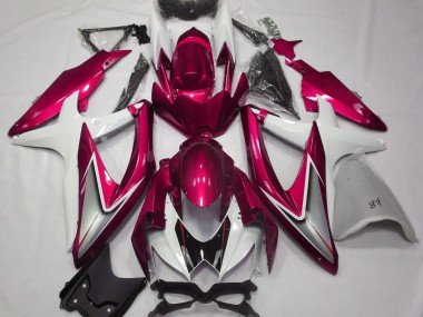 Rouge Brillant & Blanc 08-10 GSXR 600-750 Carénage Moto
