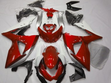 Rouge Brillant & Blanc 09-16 GSXR 1000 Carénage Moto